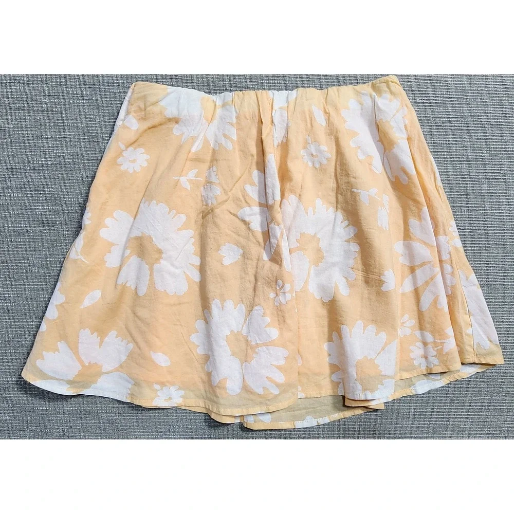 American Eagle Yellow Floral Daisy‎ Cotton Mini Skirt Womens Medium Lined Boho